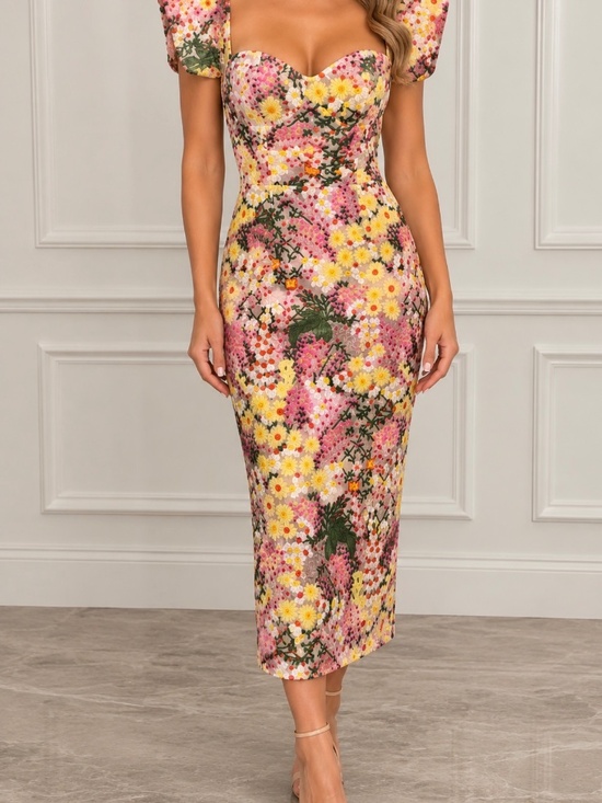 Dress the Population Dresses & Skirts - New With Tags Dress the Population Floral Midi Dress Size Small
